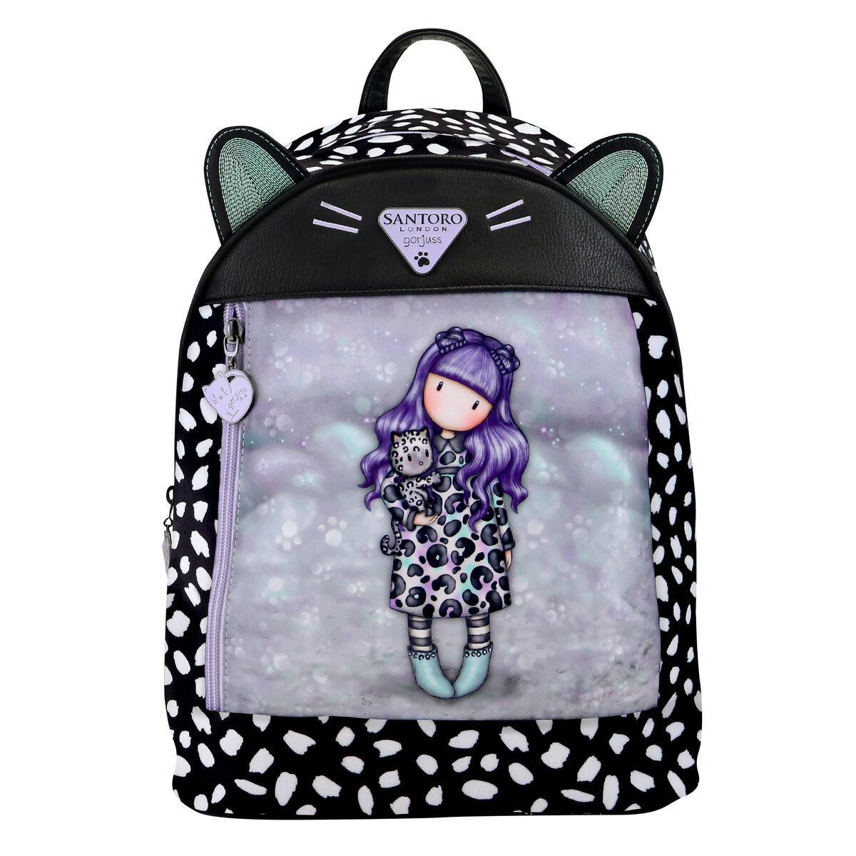 Gorjuss Σακίδιο Πλάτης Casual Gorjuss Smitten kitten Μαύρο Λευκό (25,5 x 31 x 10 cm)